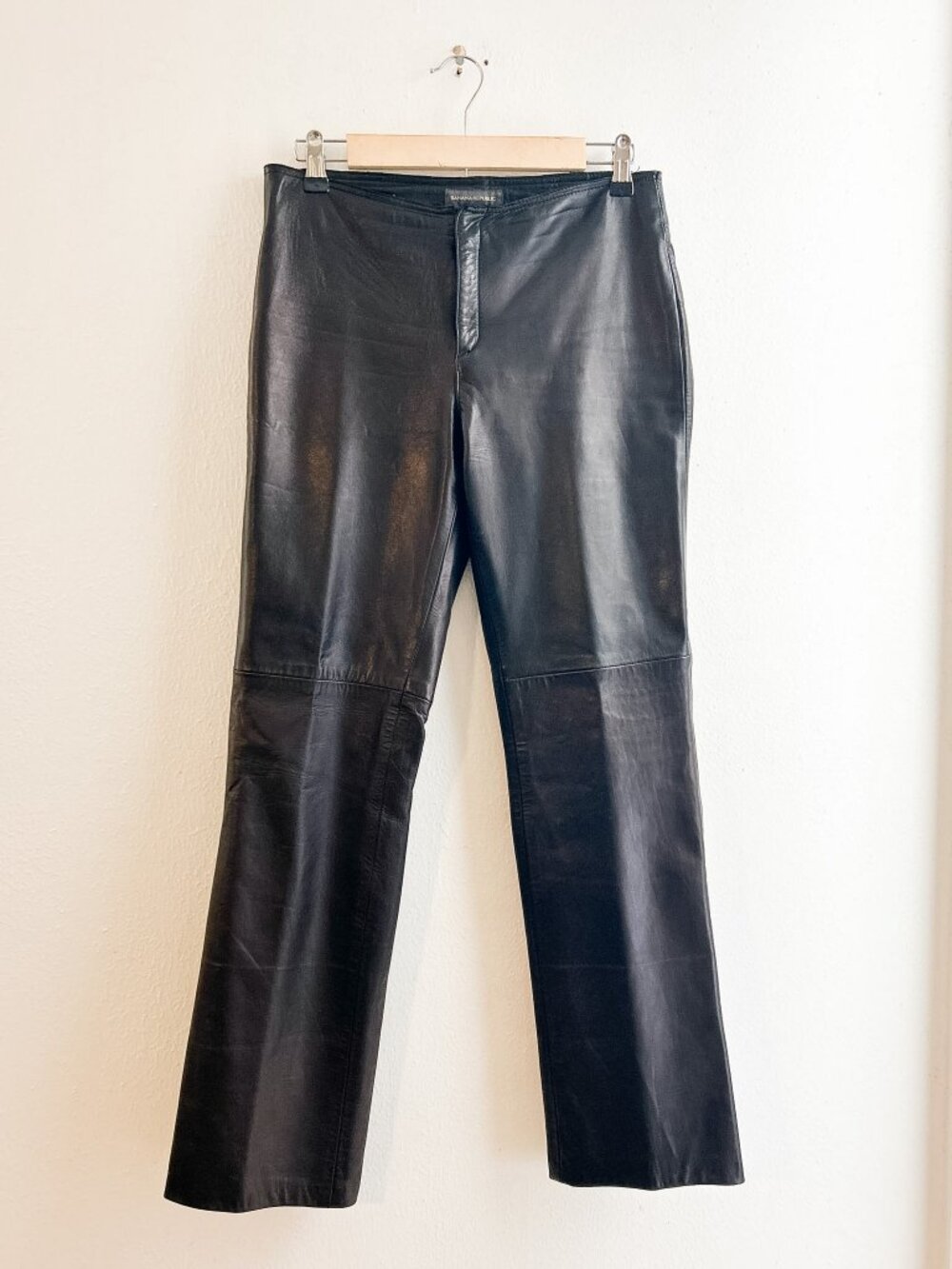 VINTAGE Y2K (2002) Low Waisted 100% Black Leather Pants‎ from Banana Republic 4